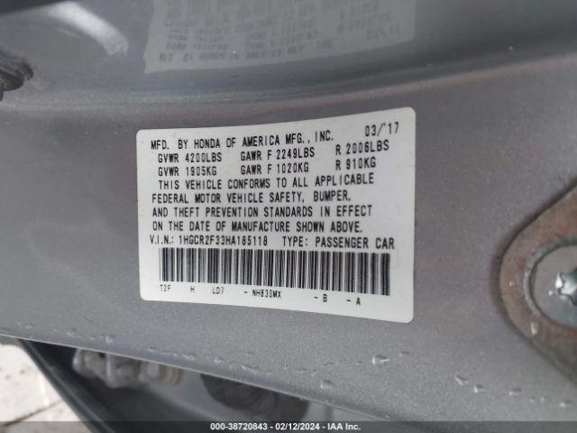 Photo 8 VIN: 1HGCR2F33HA185118 - HONDA ACCORD 