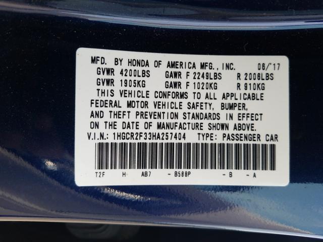 Photo 9 VIN: 1HGCR2F33HA257404 - HONDA ACCORD LX 