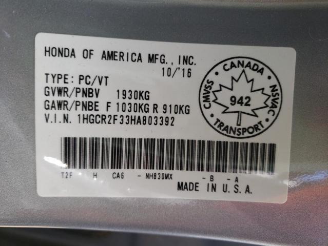 Photo 9 VIN: 1HGCR2F33HA803392 - HONDA ACCORD LX 