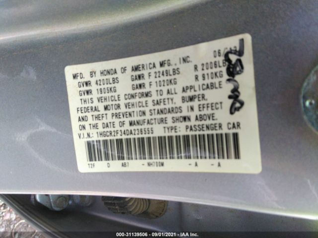 Photo 8 VIN: 1HGCR2F34DA236555 - HONDA ACCORD SDN 