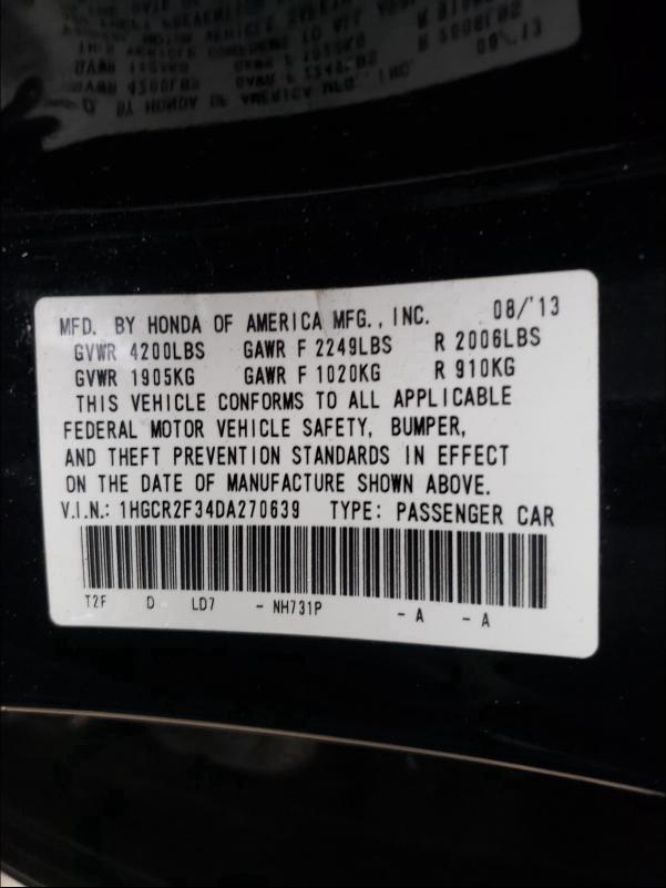 Photo 9 VIN: 1HGCR2F34DA270639 - HONDA ACCORD LX 