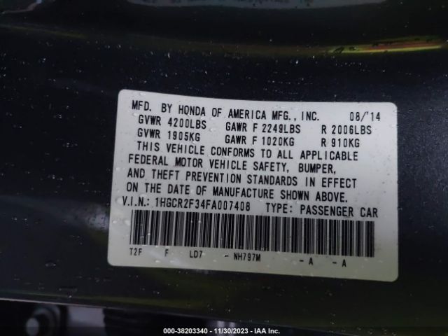 Photo 8 VIN: 1HGCR2F34FA007408 - HONDA ACCORD 