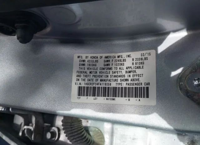 Photo 8 VIN: 1HGCR2F34FA119058 - HONDA ACCORD 