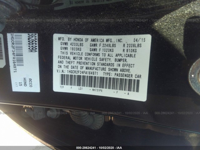 Photo 8 VIN: 1HGCR2F34FA164971 - HONDA ACCORD SEDAN 