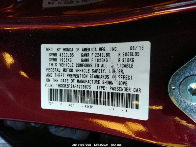 Photo 8 VIN: 1HGCR2F34FA209875 - HONDA ACCORD 