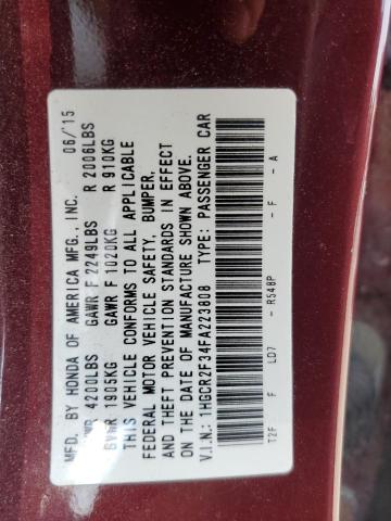 Photo 11 VIN: 1HGCR2F34FA223808 - HONDA ACCORD LX 