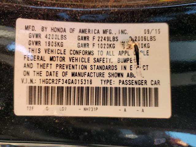 Photo 11 VIN: 1HGCR2F34GA015316 - HONDA ACCORD 