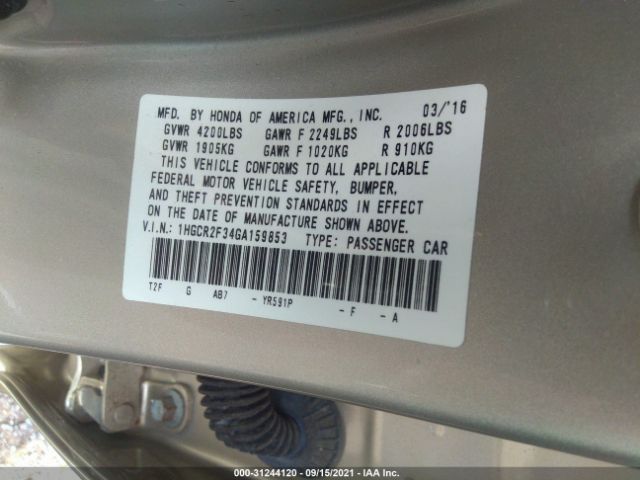 Photo 8 VIN: 1HGCR2F34GA159853 - HONDA ACCORD SEDAN 