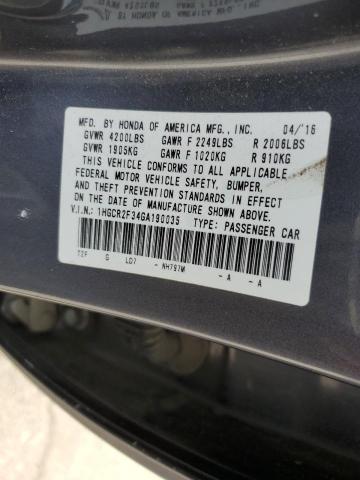 Photo 12 VIN: 1HGCR2F34GA190035 - HONDA ACCORD LX 