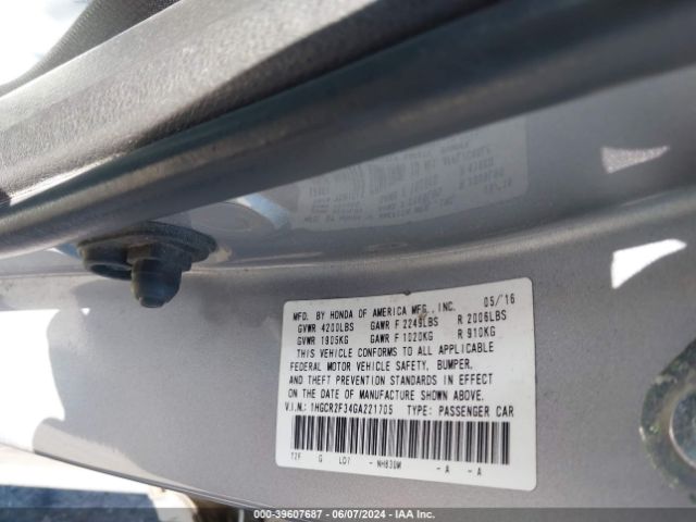 Photo 8 VIN: 1HGCR2F34GA221705 - HONDA ACCORD 