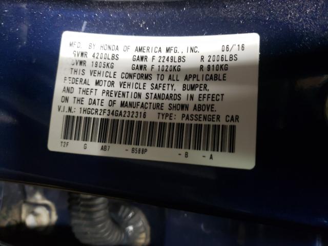 Photo 9 VIN: 1HGCR2F34GA232316 - HONDA ACCORD LX 