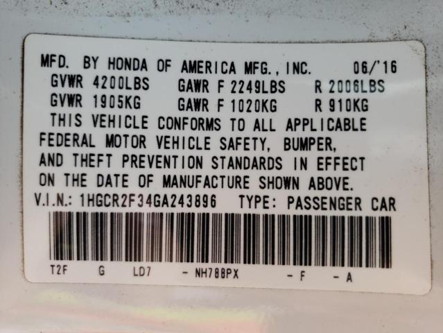 Photo 9 VIN: 1HGCR2F34GA243896 - HONDA ACCORD LX 