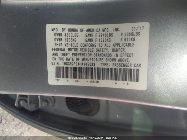 Photo 8 VIN: 1HGCR2F34HA145033 - HONDA ACCORD SEDAN 