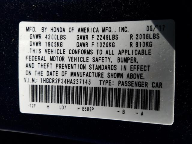 Photo 9 VIN: 1HGCR2F34HA237145 - HONDA ACCORD LX 