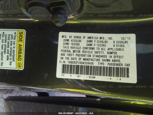 Photo 8 VIN: 1HGCR2F35DA208456 - HONDA ACCORD SDN 