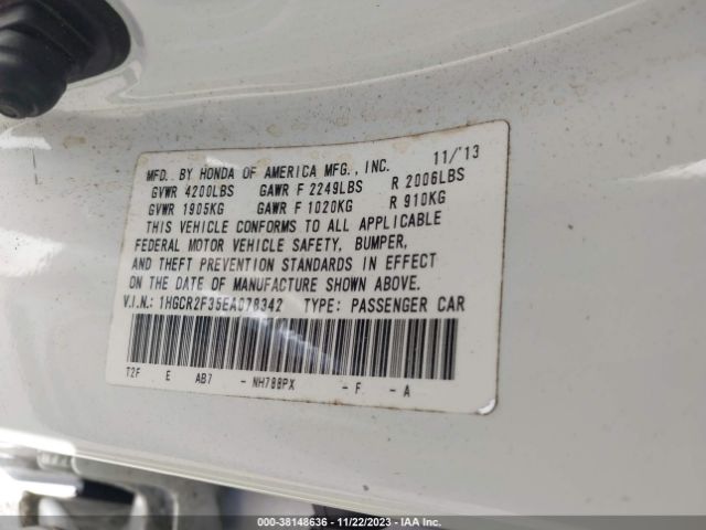 Photo 8 VIN: 1HGCR2F35EA078342 - HONDA ACCORD 