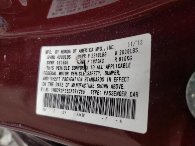 Photo 9 VIN: 1HGCR2F35EA094265 - HONDA ACCORD LX 