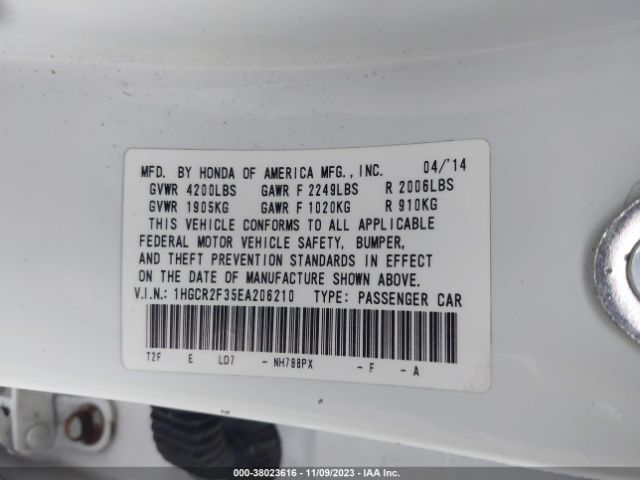 Photo 8 VIN: 1HGCR2F35EA206210 - HONDA ACCORD 