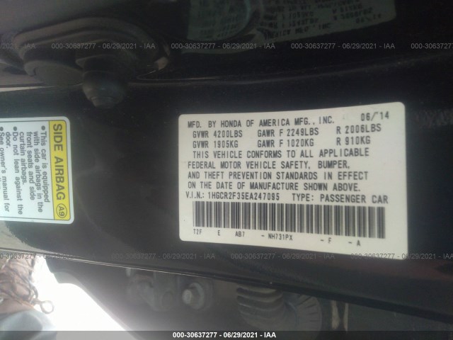 Photo 8 VIN: 1HGCR2F35EA247095 - HONDA ACCORD SEDAN 