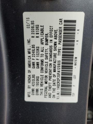 Photo 12 VIN: 1HGCR2F35FA125905 - HONDA ACCORD LX 