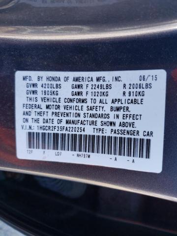 Photo 9 VIN: 1HGCR2F35FA220254 - HONDA ACCORD LX 