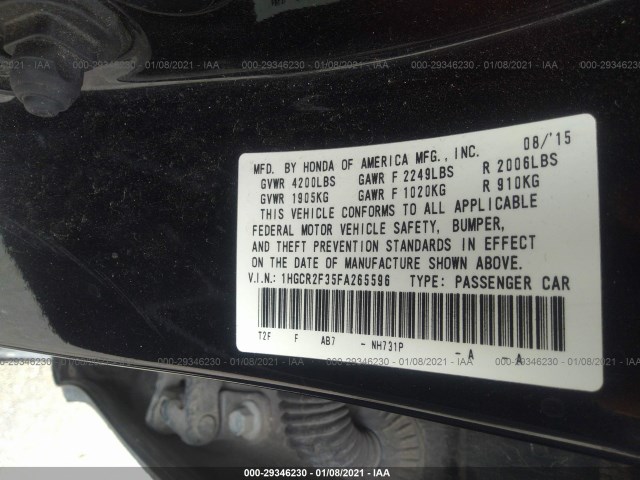 Photo 8 VIN: 1HGCR2F35FA265596 - HONDA ACCORD SEDAN 