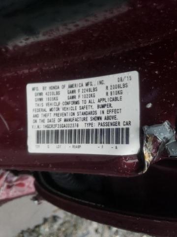 Photo 9 VIN: 1HGCR2F35GA002378 - HONDA ACCORD LX 