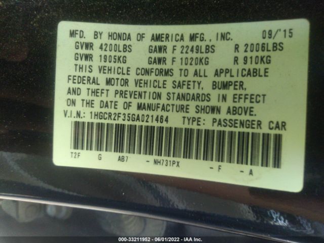 Photo 8 VIN: 1HGCR2F35GA021464 - HONDA ACCORD SEDAN 