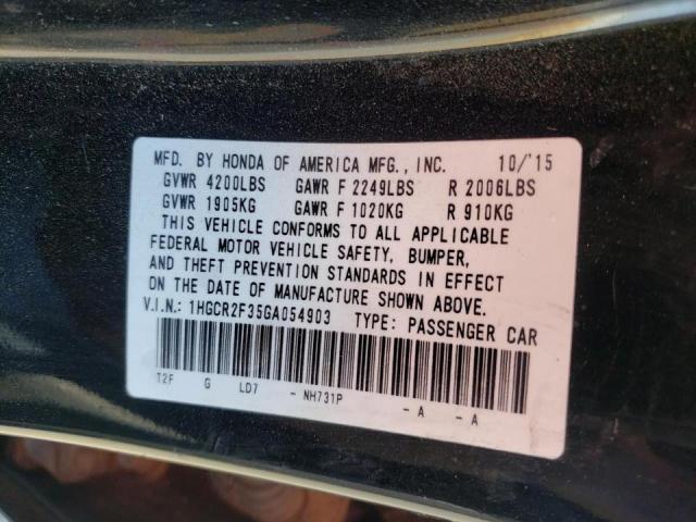 Photo 9 VIN: 1HGCR2F35GA054903 - HONDA ACCORD LX 