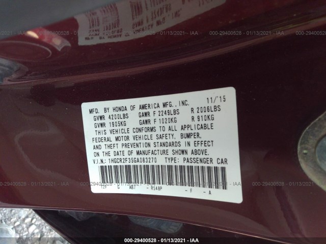 Photo 8 VIN: 1HGCR2F35GA083270 - HONDA ACCORD SEDAN 