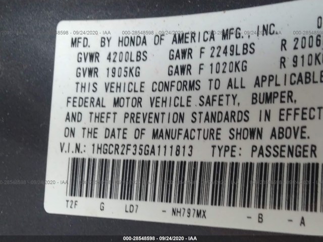 Photo 8 VIN: 1HGCR2F35GA111813 - HONDA ACCORD SEDAN 