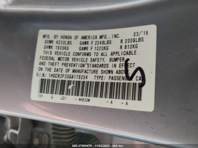 Photo 8 VIN: 1HGCR2F35GA179254 - HONDA ACCORD 