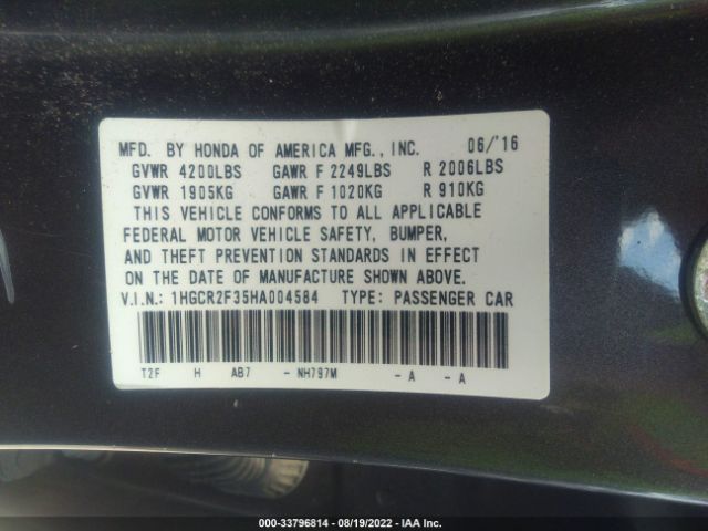 Photo 8 VIN: 1HGCR2F35HA004584 - HONDA ACCORD SEDAN 