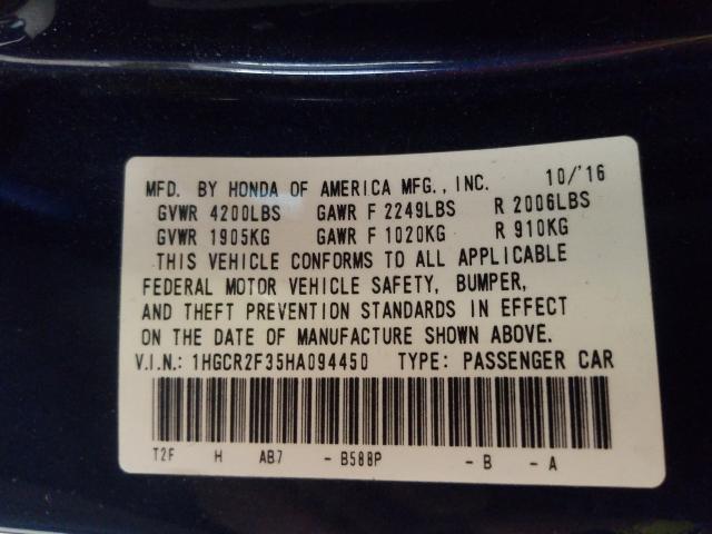 Photo 9 VIN: 1HGCR2F35HA094450 - HONDA ACCORD LX 