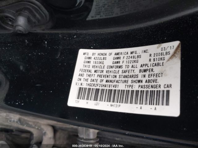 Photo 8 VIN: 1HGCR2F35HA181491 - HONDA ACCORD 