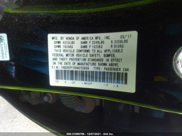 Photo 8 VIN: 1HGCR2F35HA235808 - HONDA ACCORD SEDAN 