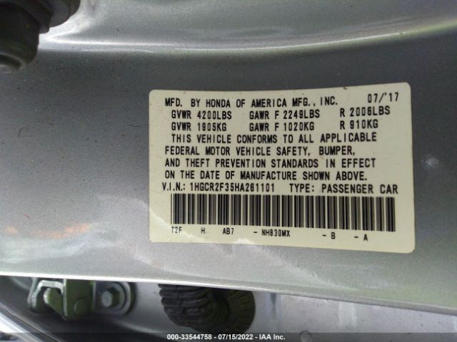 Photo 8 VIN: 1HGCR2F35HA261101 - HONDA ACCORD SEDAN 