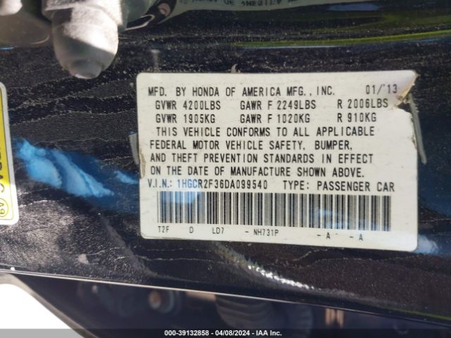 Photo 8 VIN: 1HGCR2F36DA099540 - HONDA ACCORD 