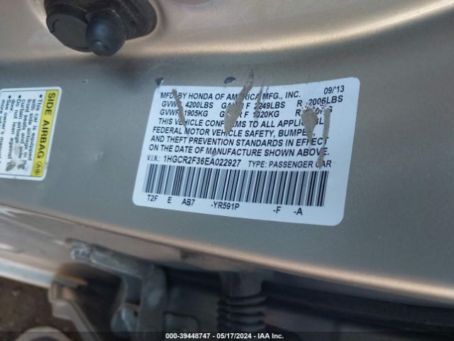 Photo 8 VIN: 1HGCR2F36EA022927 - HONDA ACCORD 