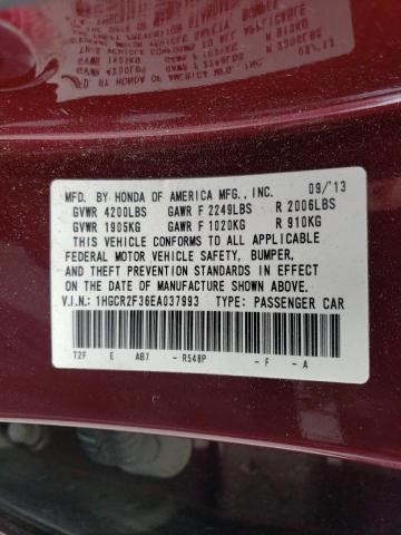 Photo 11 VIN: 1HGCR2F36EA037993 - HONDA ACCORD LX 