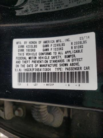 Photo 9 VIN: 1HGCR2F36EA170804 - HONDA ACCORD LX 