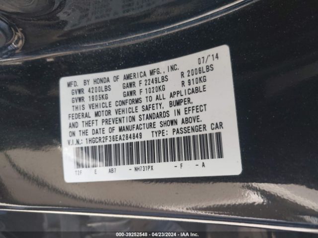 Photo 8 VIN: 1HGCR2F36EA284849 - HONDA ACCORD 