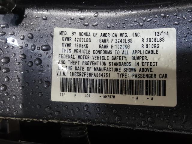 Photo 9 VIN: 1HGCR2F36FA084751 - HONDA ACCORD LX 