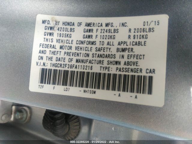 Photo 8 VIN: 1HGCR2F36FA110216 - HONDA ACCORD SEDAN 