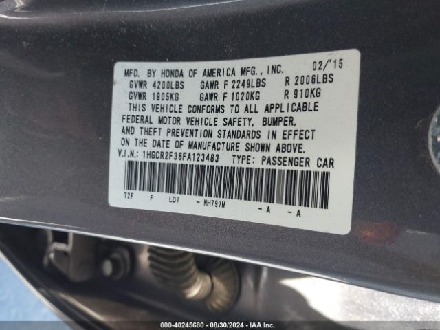 Photo 8 VIN: 1HGCR2F36FA123483 - HONDA ACCORD 