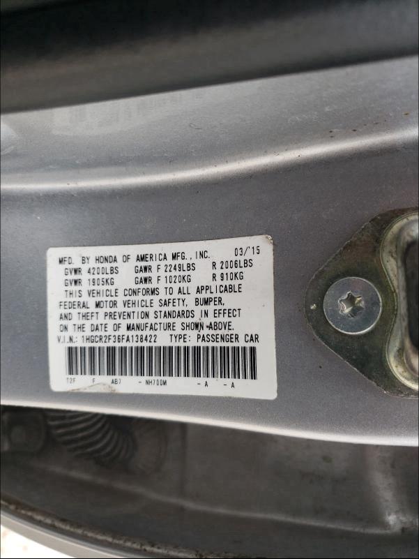 Photo 9 VIN: 1HGCR2F36FA138422 - HONDA ACCORD LX 