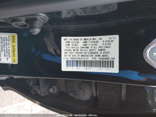 Photo 8 VIN: 1HGCR2F36FA147007 - HONDA ACCORD 