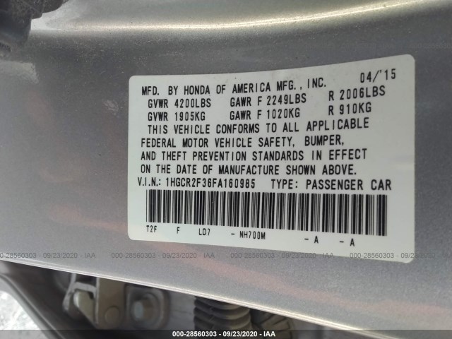 Photo 8 VIN: 1HGCR2F36FA160985 - HONDA ACCORD SEDAN 