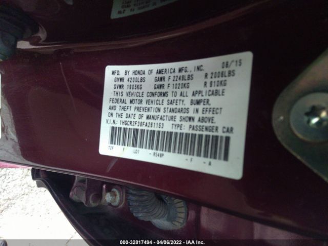 Photo 8 VIN: 1HGCR2F36FA261153 - HONDA ACCORD SEDAN 