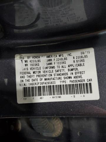 Photo 11 VIN: 1HGCR2F36FA265820 - HONDA ACCORD LX 